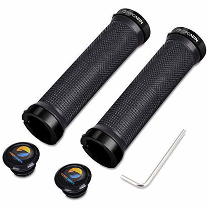 Picture of TOPCABIN Double Lock on Locking Bicycle Handlebar Grips Cycle Bicycle Mountain Bike BMX Floding (Black)