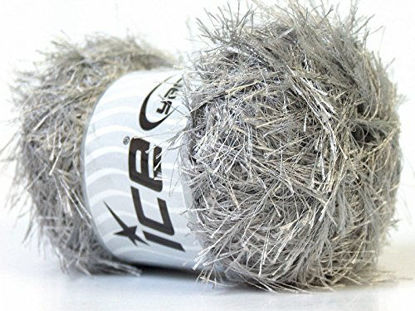 Picture of 100 Gram Silver Grey Eyelash Yarn Ice Fun Fur 164 Yards