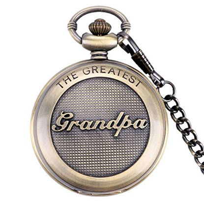 Picture of SwitchMe Retro Quartz Pocket Watch Japan Movement with Belt Clip Chain for Grandpa Bronze