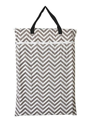 Picture of Large Hanging Wet/Dry Cloth Diaper Pail Bag for Reusable Diapers or Laundry (Chevron)