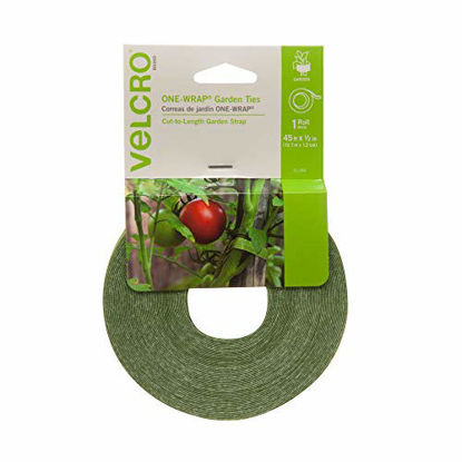 Picture of VELCRO Brand 91384 | Alternative to Twine, Reuse and Adjust with No Knots | Garden Tape has Strong Hold for Tomato and Vine Support |, 45 ft x 1/2 in Roll, Green