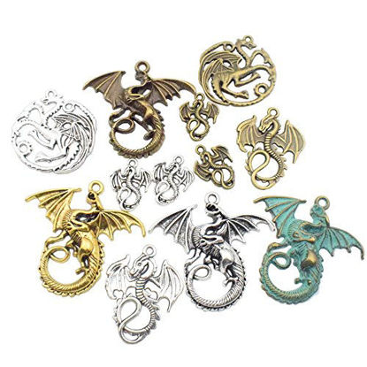 Picture of 100g (20pcs) Craft Supplies Mixed Flying Dragon Charms Pendants Beads Charms Pendants for Crafting, Jewelry Findings Making Accessory for DIY Necklace Bracelet (M015)