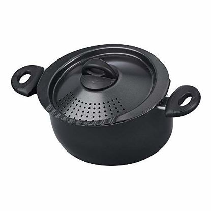 Picture of Bialetti Oval 5 Quart Pasta Pot with Strainer Lid, Nonstick, 1, Black