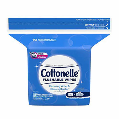 Picture of Cottonelle Flushable Wet Wipes for Adults, 1 Refill Pack, 168 Flushable Wipes, Alcohol-Free