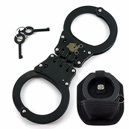 Picture of Ace Martial Arts Supply Hinged Heavy Duty Handcuffs and Keys, Black