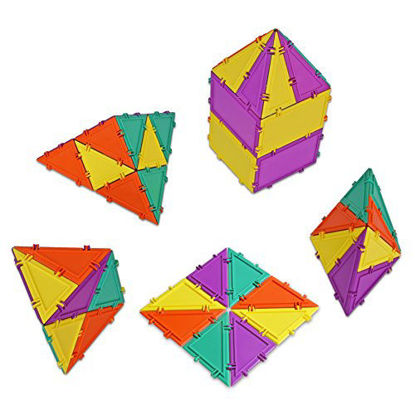 Picture of Geometiles 3D Building Set for Learning Math, Includes Many Online Activities,32-pc, Made in USA (Triangle/Rectangle)