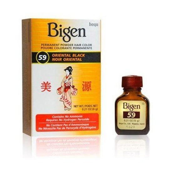 Picture of Bigen #59 Oriental Black Permanent Powder Hair Color 6 gram Bottle