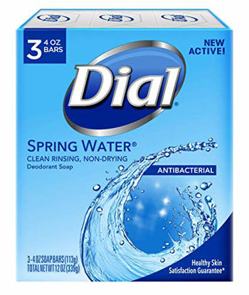Picture of Dial Antibacterial Deodorant Soap, Spring Water, 4 Ounce, 3 Bars