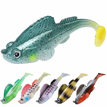Picture of TRUSCEND Fishing Lures for Bass Trout 6PCS Jighead Lures Paddle Tail Swimbaits Soft Fishing Baits Freshwater Saltwater Jigging Bass Fishing Lures