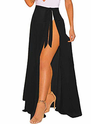 Picture of LIENRIDY Women's Swimsuit Cover Up Summer Beach Wrap Skirt Swimwear Bikini Cover-ups Black Long S-M