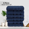 Picture of American Soft Linen Luxury Hotel & Spa Quality, Turkish Cotton, 16x28 Inches 6-Piece Hand Towel Set for Maximum Softness & Absorbency, Dry Quickly - Navy Blue
