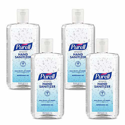 Picture of PURELL Advanced Hand Sanitizer Refreshing Gel, Clean Scent, 1 Liter Flip Cap Bottle (Pack of 4) - 9683-04