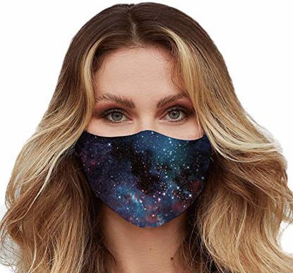 Picture of Washable Face Mask with Adjustable Ear Loops - 3 Layers, 100% Cotton Inner Layer - Cloth Reusable Face Protection with Filter Pocket - Made in USA -Suitable Both Indoor & Outdoor (Galaxy)