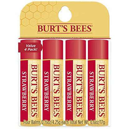 Picture of Burt's Bees 100% Natural Moisturizing Lip Balm, Strawberry with Beeswax & Fruit Extracts - 4 Tubes