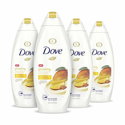 Picture of Dove Glowing Body Wash Moisturizes for Radiant Skin Mango Butter and Almond Butter Moisturizing and Sulfate-Free 22 oz, 4 Count