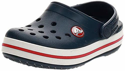 Picture of Crocs Kids' Crocband Clog | Slip On Shoes for Boys and Girls | Water Shoes, Navy/Red, J1 US Little Kid