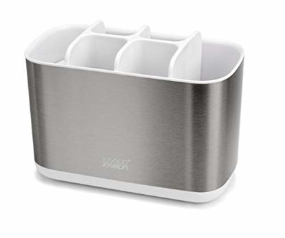 Picture of Joseph Joseph EasyStore Stainless-Steel Toothbrush Holder Bathroom Storage Organizer Caddy, Large