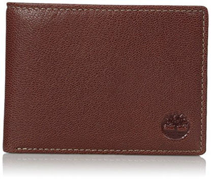 Picture of Timberland Men's Genuine Leather RFID Blocking Passcase Security Wallet, Brown, One Size