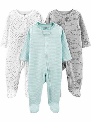 Picture of Simple Joys by Carter's Baby 3-Pack Neutral Sleep and Play, Mint/Stripes/Heather Grey/Prints, 0-3 Months
