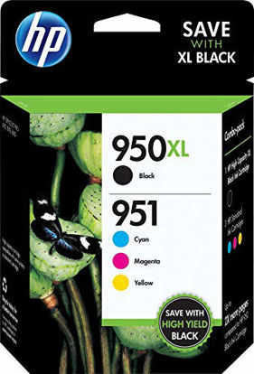 Picture of HP 950XL/951 Black High Yield, Cyan/Magenta/Yellow Standard Yield Ink Cartridges, 4 Pack (C2P01FN)