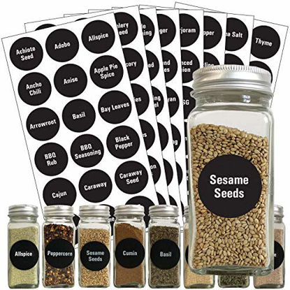 Picture of Talented Kitchen Round Spice Labels - 144 Preprinted Chalkboard Spice Labels Sticker. Chalk, Water Resistant, Write-On, Reusable, Spice Jar Label f/ Spice Organization Storage (Set of 144- Chalkboard)
