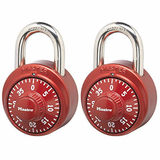 Picture of Master Lock 1530T Locker Lock Combination Padlock, 2 Pack of Combination-Alike, Assorted Colors