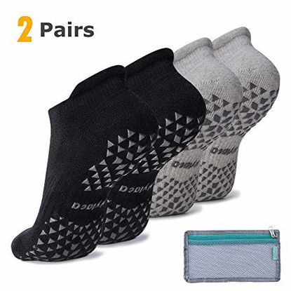 Picture of Unisex Anti Skid No Slip Hospital Slipper Socks with Grips for Pilates, Yoga, Barre, Home, Bella, Dance | Ankle Cut, Cushioned