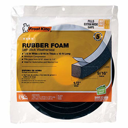 Picture of Frost King Available R930H Sponge Rubber Foam Tape 9/16-Inch, Black, 1/2" W,9/16" T