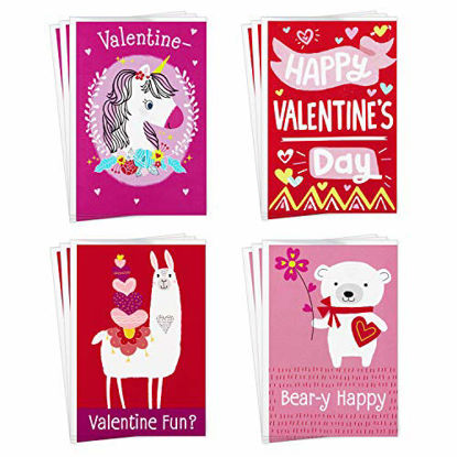 Picture of Hallmark Assorted Valentines Day Cards for Kids, 12 Cards with Envelopes (Unicorns, Bears, Llamas)