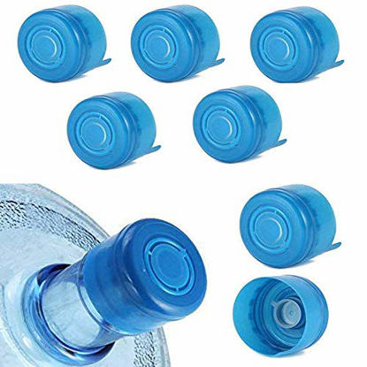Picture of WINBOB 5PCS 55mm 3 and 5 Gallon Non-Spill Caps,Replacement Water Bottle Snap On Cap Anti Splash Peel 5 Piece