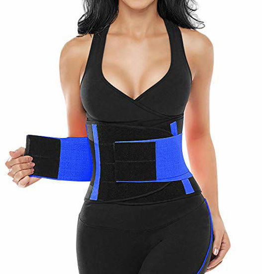 Picture of SHAPERX Women Waist Trainer Belt Waist Trimmer Belly Band Slimming Body Shaper Sports Girdles Workout Belt, SZ8002-Blue-XL