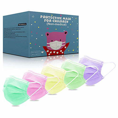 Picture of Sheal Colour Kids Disposable Face Masks (100 Pack) For Children