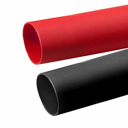 Picture of 2 Pcs 3/4 inch 3:1 Dual Wall Adhesive Heat Shrink Tubing Kit, Large Wire Shrinkable Tube Wrap by MILAPEAK (4 Feet, Black & Red)