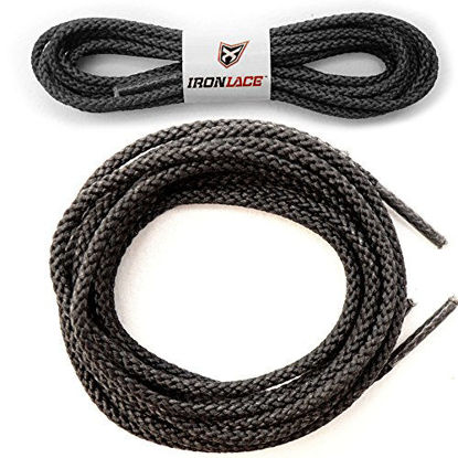 Picture of Ironlace Unbreakable Extra Heavy Duty Round Boot Laces Shoelaces 54" Black