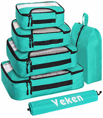 Picture of Veken 6 Set Packing Cubes, Travel Luggage Organizers with Laundry Bag & Shoe Bag (Teal)
