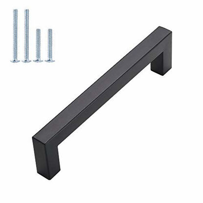 Picture of 128mm Black Cabinet Pulls Cabinet Hardware Black - goldenwarm LSJ12BK Black Drawer Pulls 15(Pack) 5in Hole Centers Matte Black Kitchen Pulls for Cabinets