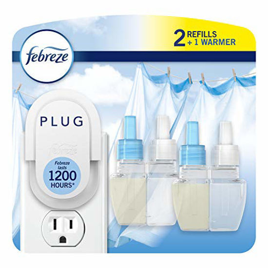Picture of Febreze Odor-eliminating Plug Air Freshener, Linen & Sky, 1 Warmer + 2 Oil Refills
