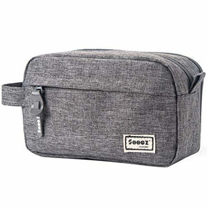 Picture of Sooez High Capacity Pen Case, Durable Pencil Bag Stationery Zipper Pouch, Portable Journaling Supplies with Easy Grip Handle & Loop, Asthetic Supply for Adults, Grey