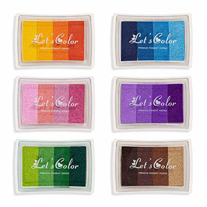 Picture of Craft Ink Pad, Set of 6 Washable DIY Stamp Ink Pads for Kids, 24 Colors