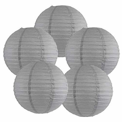 Picture of Just Artifacts 6-Inch Slate Gray Chinese Japanese Paper Lanterns (Set of 5, Slate Gray)
