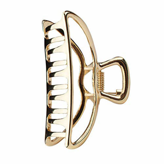 Picture of Kitsch Hair Clips, Metal Hair Claw Clips, Hair Accessories for Women, Large Hair Clip, 3 Inches Wide (Open Shape Claw Clip, Gold)
