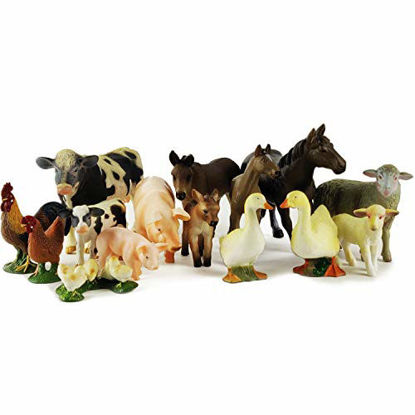 Picture of Boley Farm Animal Figurines - 15 Piece Playset of Small Realistic Plastic Assorted Farm Animals for Toddlers and Kids