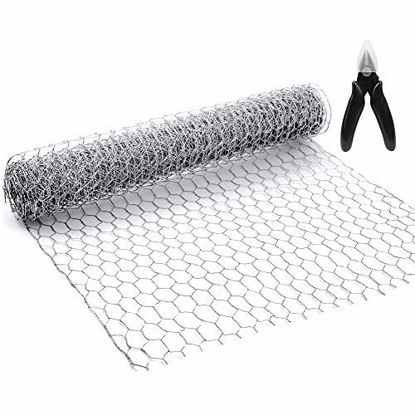 Picture of BSTOOL Chicken Wire Net for Craft Projects,3 Sheets Lightweight Galvanized Hexagonal Wire 13.7 Inches x 40 Inches x 0.63 Inch Mesh,with One Mini Wire Cutting Pliers-10 Feet(3 Sheets)