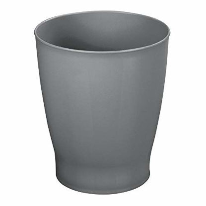 Picture of mDesign Slim Round Plastic Small Trash Can Wastebasket, Garbage Container Bin for Bathrooms, Powder Rooms, Kitchens, Home Offices, Kids Rooms - Charcoal Gray