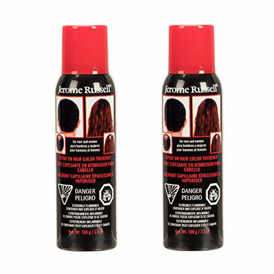 Picture of Jerome Russell Spray-on Color Dark Brown Hair Thickener, for Fine and Thinning Hair, Conceals Bald Spots, Grey Hair, Hides Root Re-growth, and Cover Hair Extension Tracks, Works for Men and Women, 3.5 oz - 2 Pack