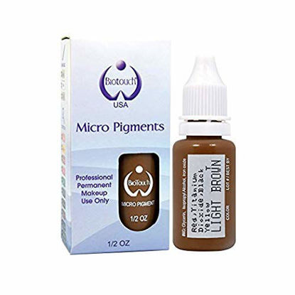 Picture of BIOTOUCH Micropigment LIGHT BROWN Pigment Color Permanent Makeup Microblading Supplies Eyebrow Shading Micropigmentation Cosmetic Tattoo Ink Lip Eyeliner Feathering Hair Stroke LARGE Bottle 15ml
