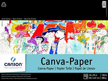 Picture of Canson Artist Foundation Series Canva-Paper Pad Primed for Oil or Acrylic Paints, Top Bound, 136 Pound, 18 x 24 Inch, 10 Sheets, 18" x 24", 0