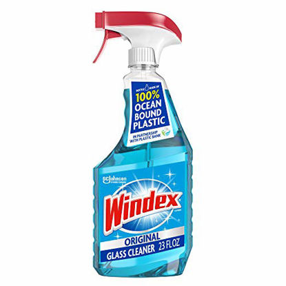 Picture of Windex Glass and Window Cleaner Spray Bottle, Bottle Made from 100% Recycled Plastic, Original Blue, 23 fl oz