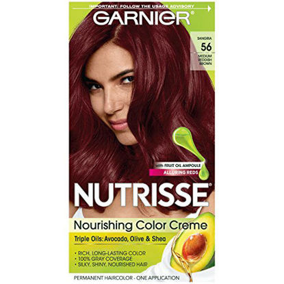 Picture of Garnier Nutrisse Nourishing Hair Color Creme, 56 Medium Reddish Brown (Sangria) (Packaging May Vary)