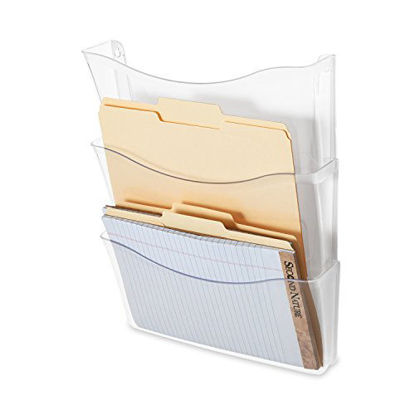 Picture of Rubbermaid Unbreakable Expandable Three-Pocket Wall File Set, Clear (65976)